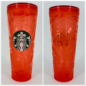 Starbucks Soft Touch Orange Abstract Swirl Wave Acrylic Cold Cup Venti Tumbler